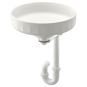 LERSJÖN white round basin, marble composite, modern bathroom sink.