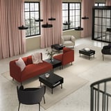 LILLEHEM 3-seat modular sofa with side table, Gunnared brown-red/metal