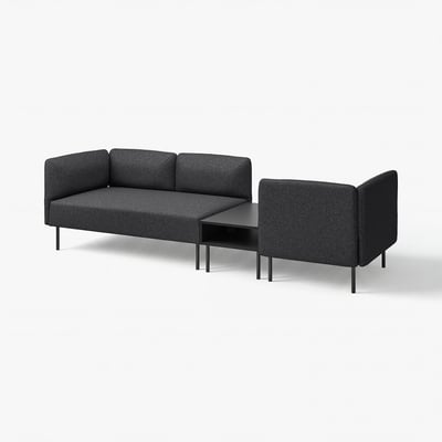 Modern grey modular sofa set with a sleek design and metal legs.