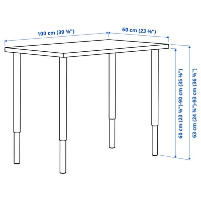 LINNMON / OLOV Desk, dark gray/black, 100x60 cm (393/8x235/8") - IKEA