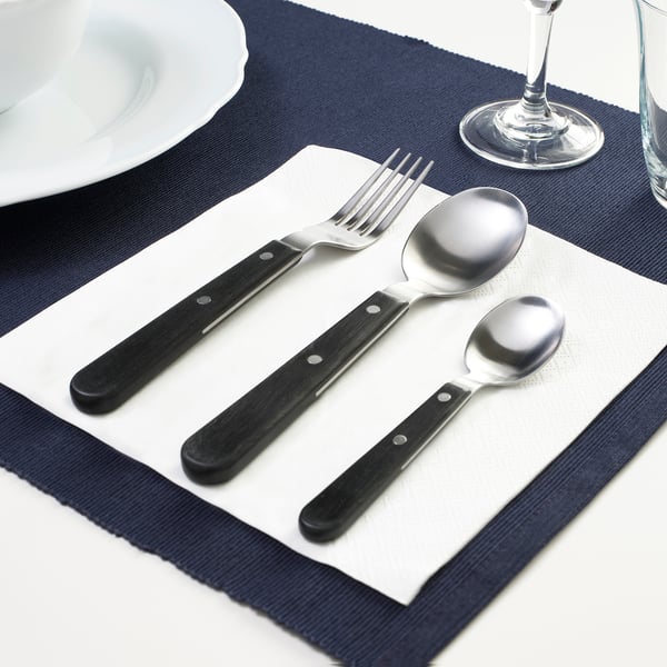 LIVNÄRA 18-piece flatware set, black