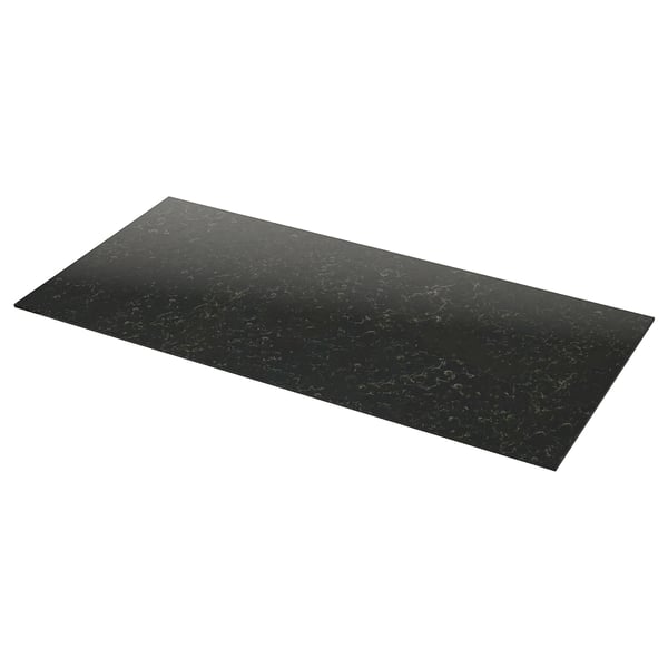 LOCKEBO Custom countertop, black marble effect/glass composite, 1 m²x2.0 cm