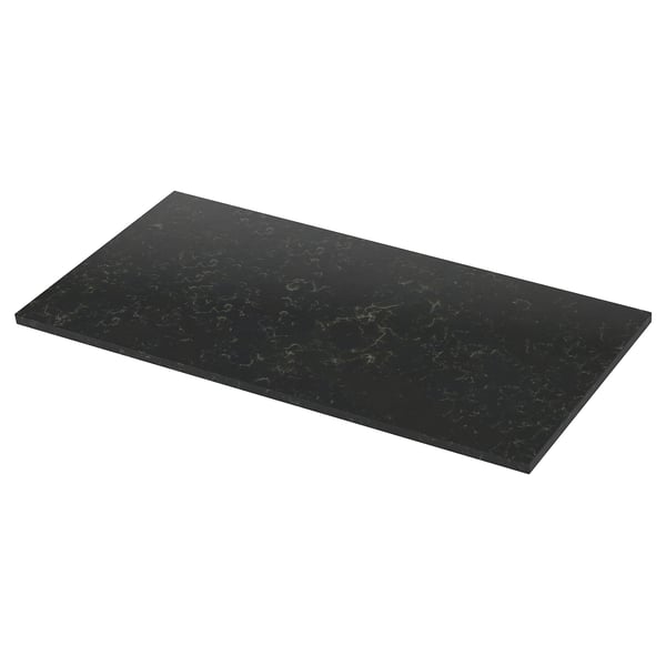 LOCKEBO Custom countertop, black marble effect/glass composite, 1 m²x4.0 cm