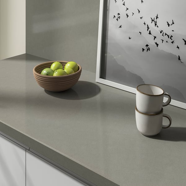 LOCKEBO Custom countertop, gray stone effect/glass composite, 1 m²x4.0 cm