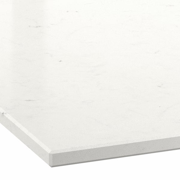 LOCKEBO Custom countertop, off-white marble effect/glass composite, 1 m²x2.0 cm