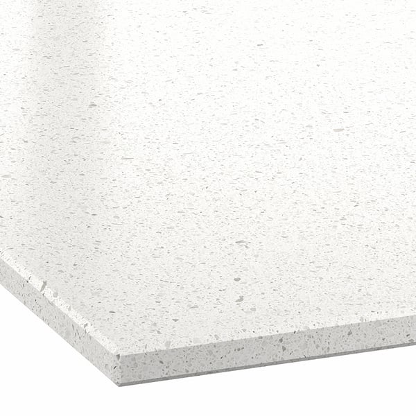 LOCKEBO Custom countertop, off-white mineral effect/glass composite, 1 m²x2.0 cm