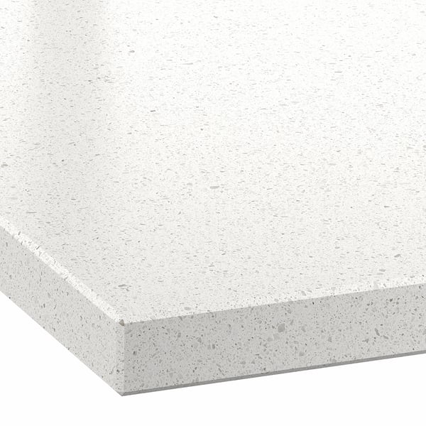LOCKEBO Custom countertop, off-white mineral effect/glass composite, 1 m²x4.0 cm