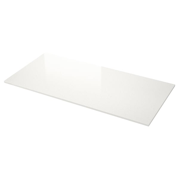 LOCKEBO Custom countertop, off-white mineral effect/glass composite, 1 m²x4.0 cm