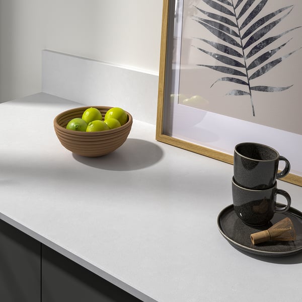 LOCKEBO Custom countertop, white/glass composite, 1 m²x2.0 cm