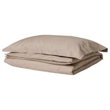 LUKTJASMIN Comforter cover and pillowcase, gray-beige, 150x200/50x80 cm