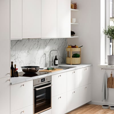 LYSEKIL Wall panel, double sided white lively marble effect/white marble effect, 119.6x55 cm
