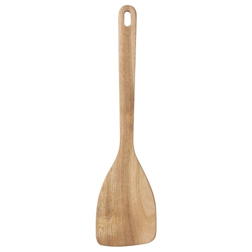 Wooden spatula, natural colour, acacia wood, long handle, simple design, ideal for cooking.