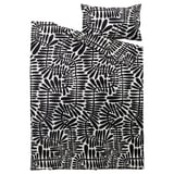 MAJSMOTT Comforter cover and pillowcase, off-white/black, 150x200/50x80 cm