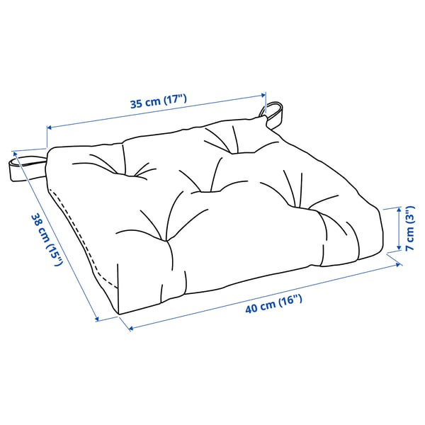 MALINDA Chair pad, light beige, 40/35x38x7 cm