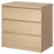 MALM 3-drawer dresser, white stained oak veneer, 80x78 cm