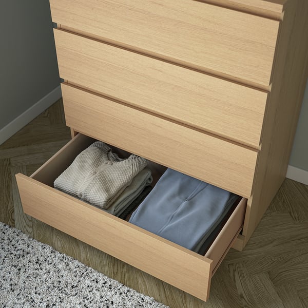 MALM 4-drawer chest, white stained oak veneer, 80x100 cm