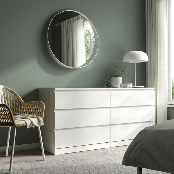 MALM 6-drawer dresser, white, 160x78 cm