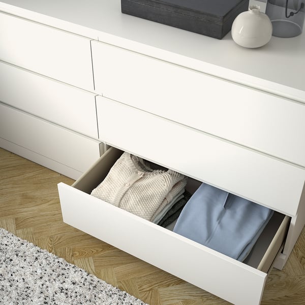 MALM 6-drawer dresser, white, 160x78 cm