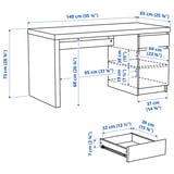 MALM Desk, white, 140x65 cm
