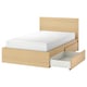 MALM High bed frame/2 storage boxes, white stained oak veneer, 120x200 cm
