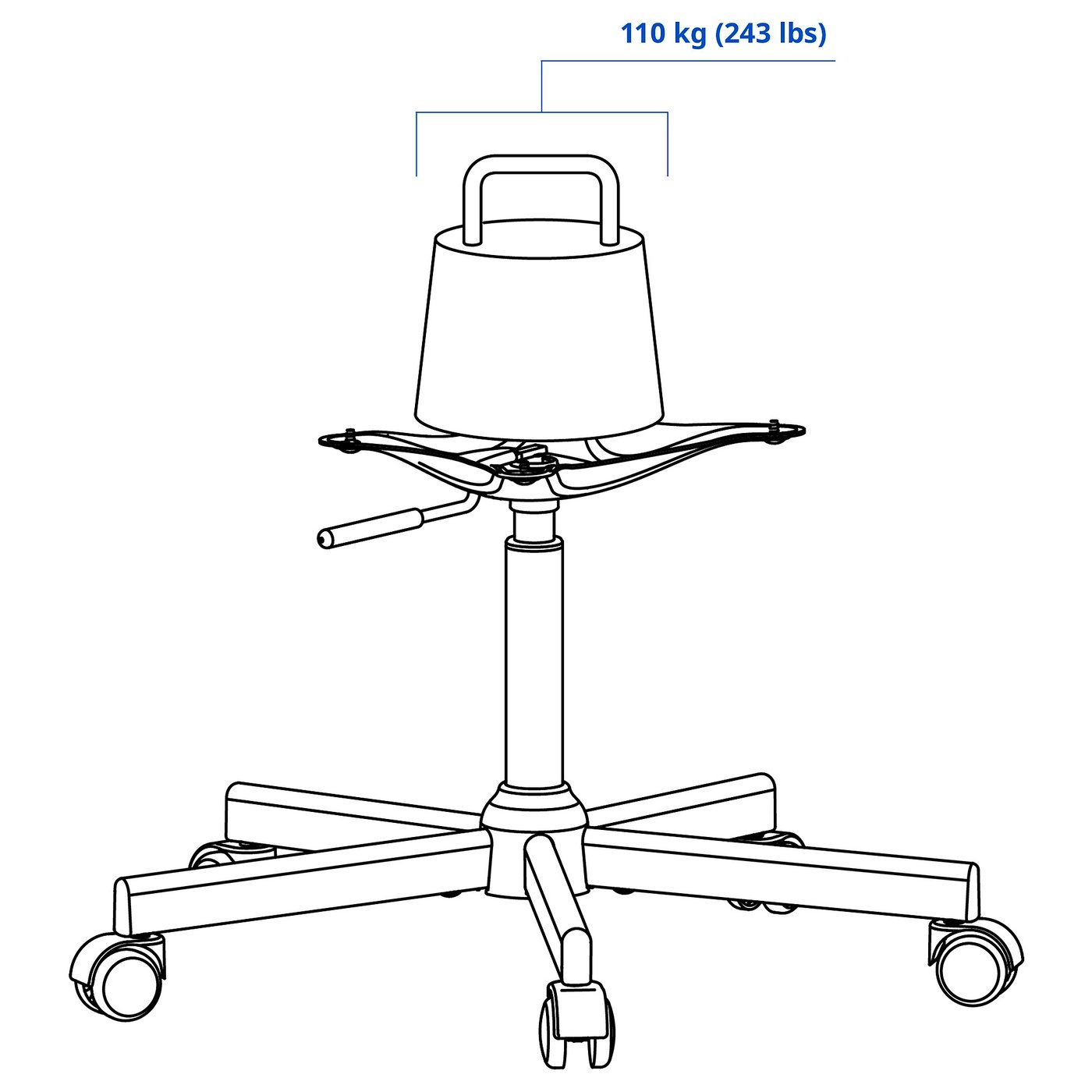 MALSKÄR chair frame, swivel, black IKEA