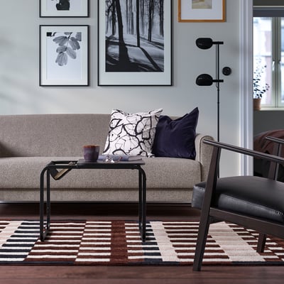 MARKBLÅMME Rug, low pile, multicolor/check pattern, 160x230 cm