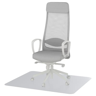 MARKUS Office chair with armrests, with floor protector light gray