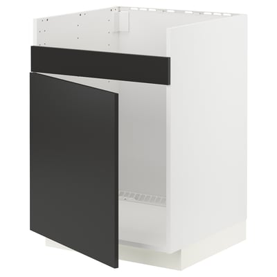 METOD Base cab f HAVSEN single bowl sink, white/Nickebo matte anthracite, 60x60x80 cm