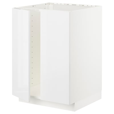 METOD Base cabinet for sink + 2 doors, white/Ringhult white, 60x60x80 cm