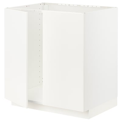 METOD Base cabinet for sink + 2 doors, white/Veddinge white, 80x60x80 cm