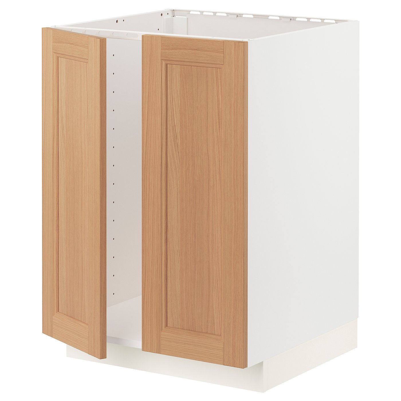 METOD base for sink + 2 doors, white/Vedhamn oak, 60x60x80 cm