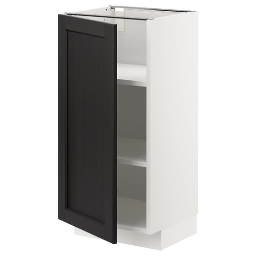 METOD cabinet, white & black. Single door, adjustable shelves, sturdy frame.