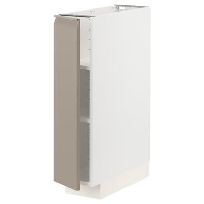 METOD Base cabinet with shelves, white/Upplöv matte dark beige, 20x60x80 cm