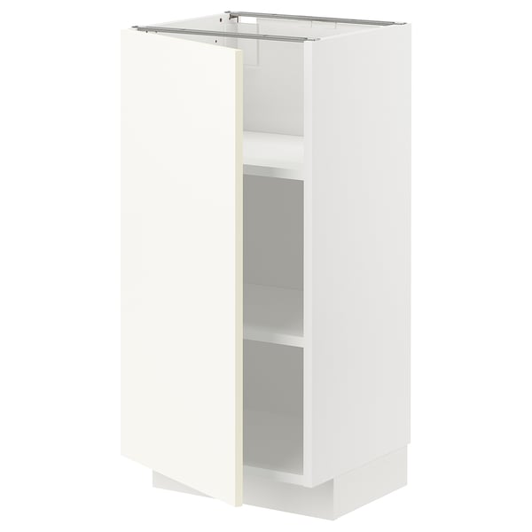 METOD Base cabinet with shelves, white/Vallstena white, 40x37x80 cm