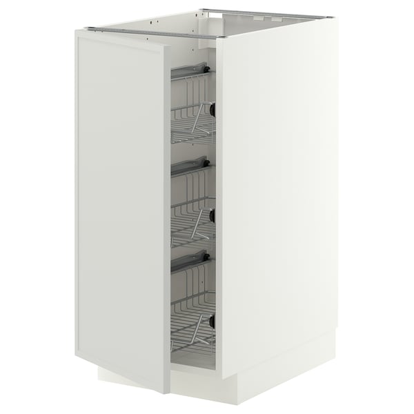 METOD Base cabinet with wire baskets, white/Aspudden light gray, 40x60x80 cm