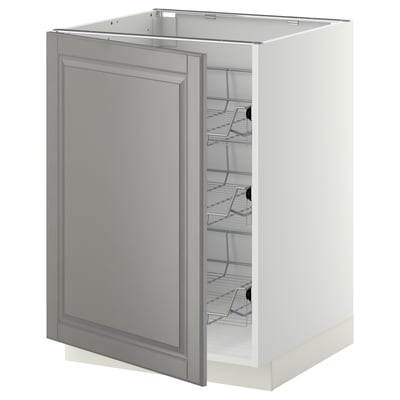 METOD Base cabinet with wire baskets, white/Bodbyn gray, 60x60x80 cm