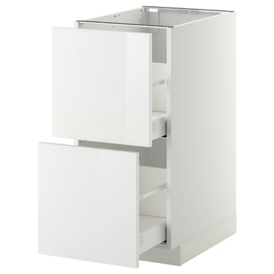 METOD kitchen unit, white, glossy, rectangular, two doors, one drawer, modern, clean design.
