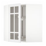 METOD Corner wall cab w carousel/glass dr