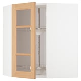 METOD Corner wall cab w carousel/glass dr