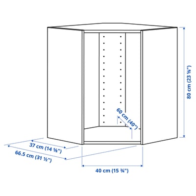 METOD Corner wall cabinet frame, white, 68x37x80 cm