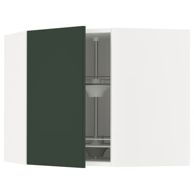 METOD Corner wall cabinet with carousel, white/Havstorp deep green, 68x37x60 cm