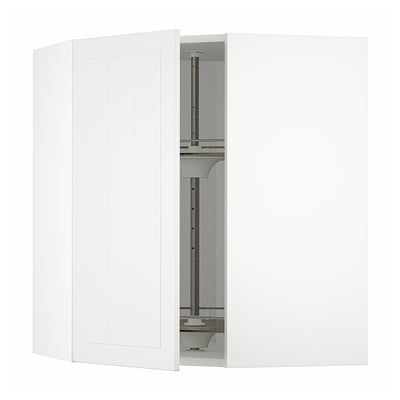METOD Corner wall cabinet with carousel, white/Stensund white, 68x37x80 cm