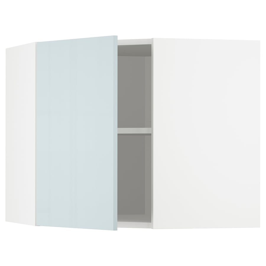 METOD corner wall with shelves, white/Kallarp light grayblue