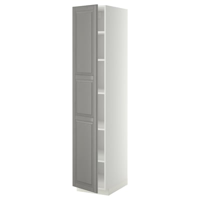METOD High cabinet with shelves, white/Bodbyn gray, 40x60x200 cm