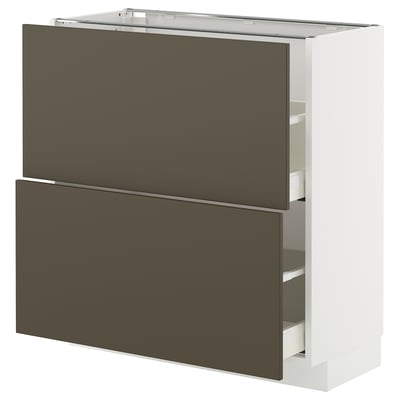 METOD / MAXIMERA Base cabinet with 2 drawers, white/Havstorp brown-beige, 80x37x80 cm
