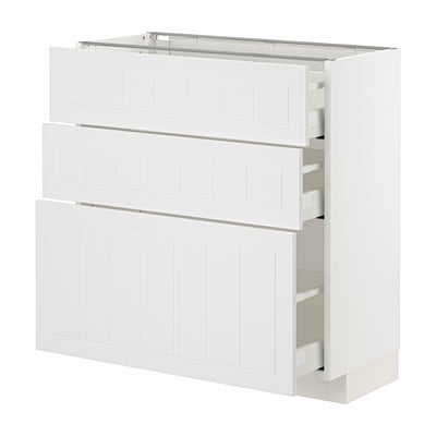 METOD / MAXIMERA Base cabinet with 3 drawers, white/Stensund white, 80x37x80 cm