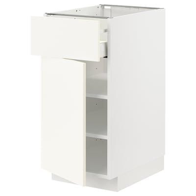 METOD / MAXIMERA Base cabinet with drawer/door, white/Vallstena white, 40x60x80 cm
