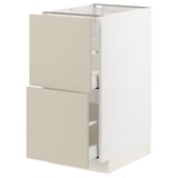 METOD / MAXIMERA Base cb 2 fronts/2 high drawers, white/Havstorp beige, 40x60x80 cm