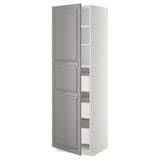 METOD / MAXIMERA High cabinet with drawers, white/Bodbyn gray, 60x60x200 cm