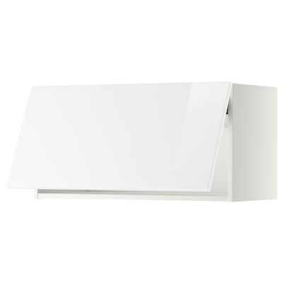 White high-gloss kitchen cabinet; modern design, sleek and clean look.